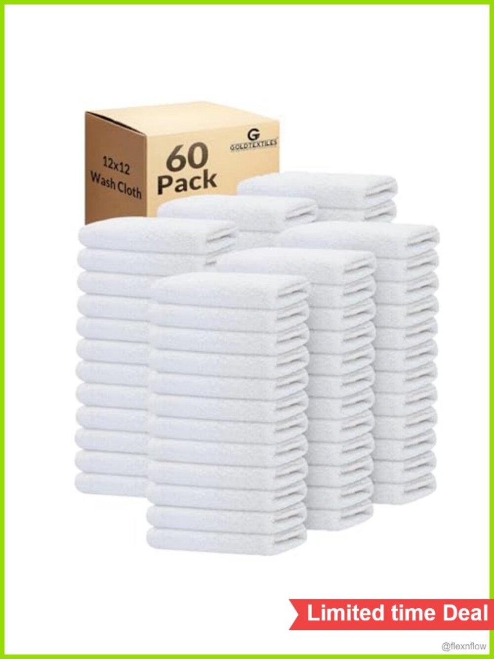 60 Pack Cotton Blend Washcloths 12x12 Commercial Grade Cleaning Rags
